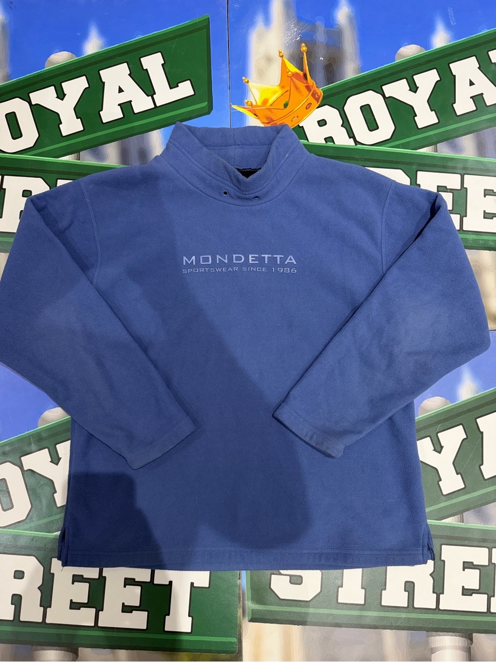 Mondetta Blue Men's Fleece Pullover collared crewneck